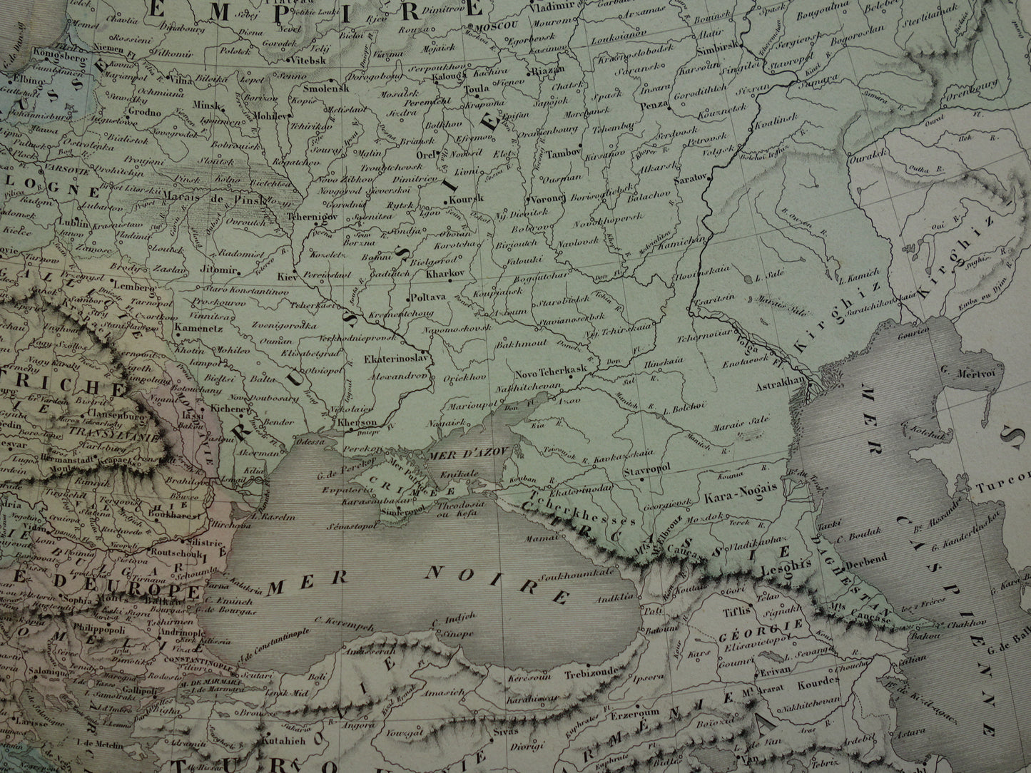 EUROPE Large old map continent Europe antique map from 1858 Vintage French map