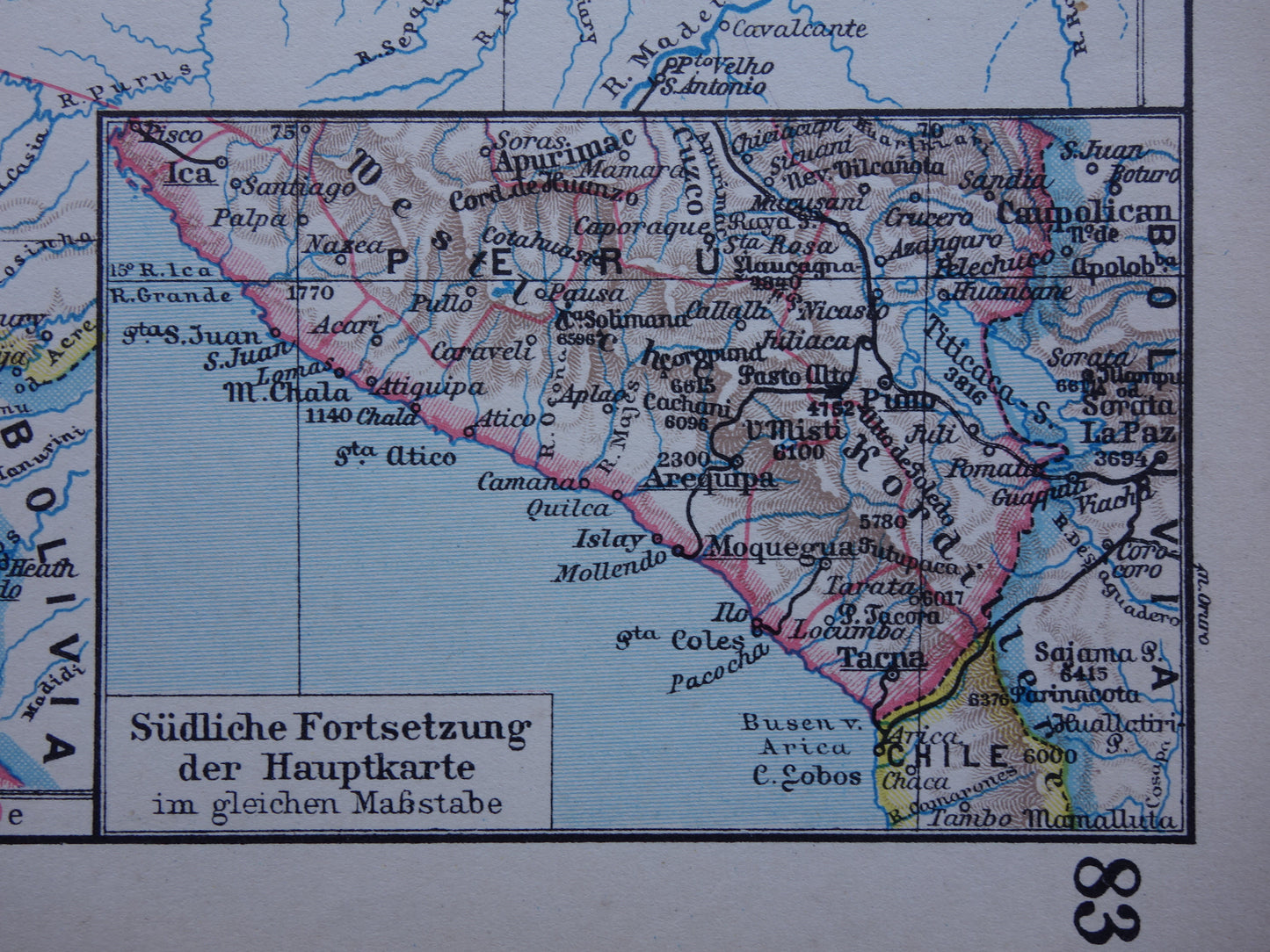 Old map Venezuela Colombia Ecuador Peru historical map old vintage maps