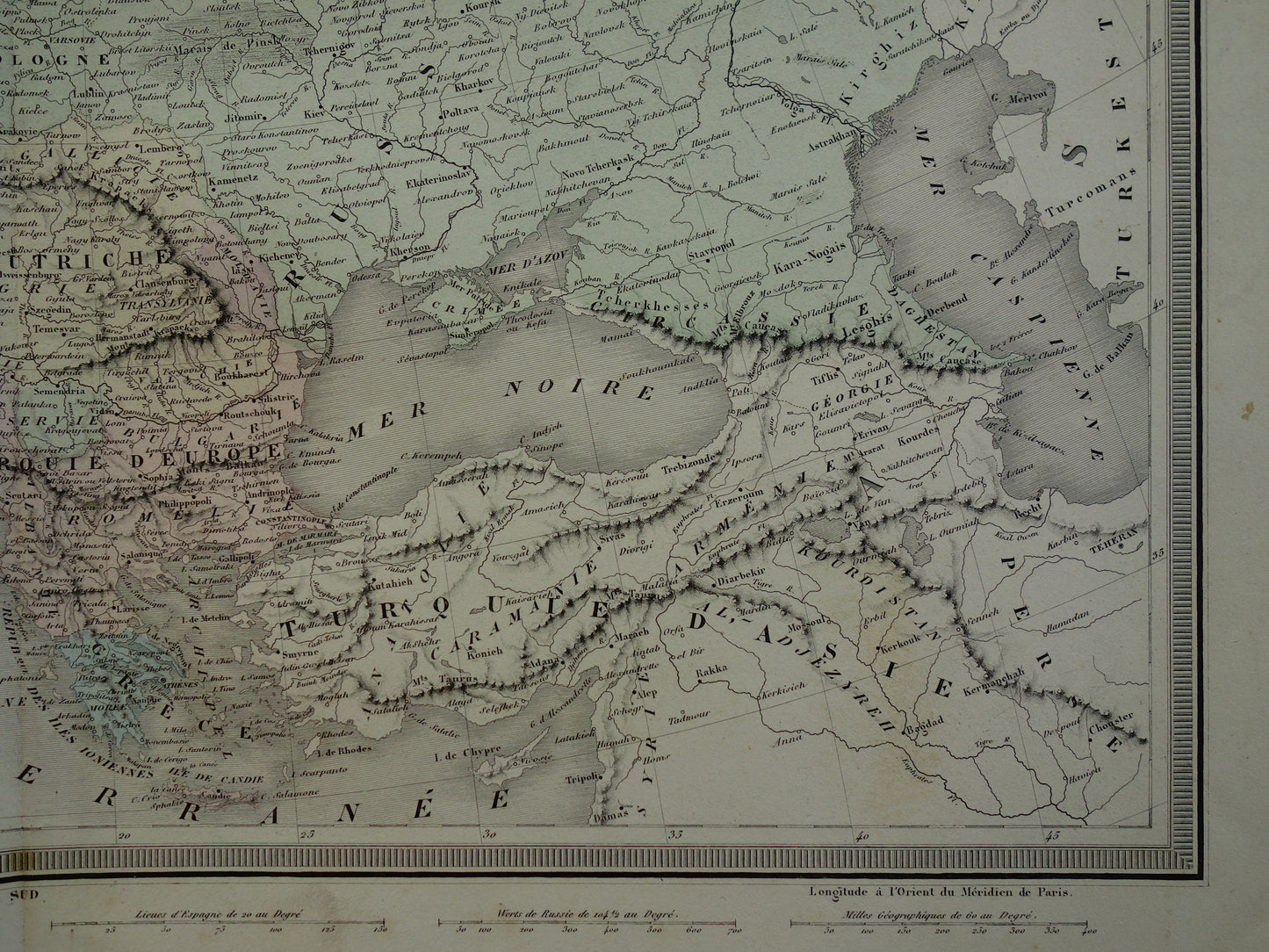 EUROPE Large old map continent Europe antique map from 1858 Vintage French map