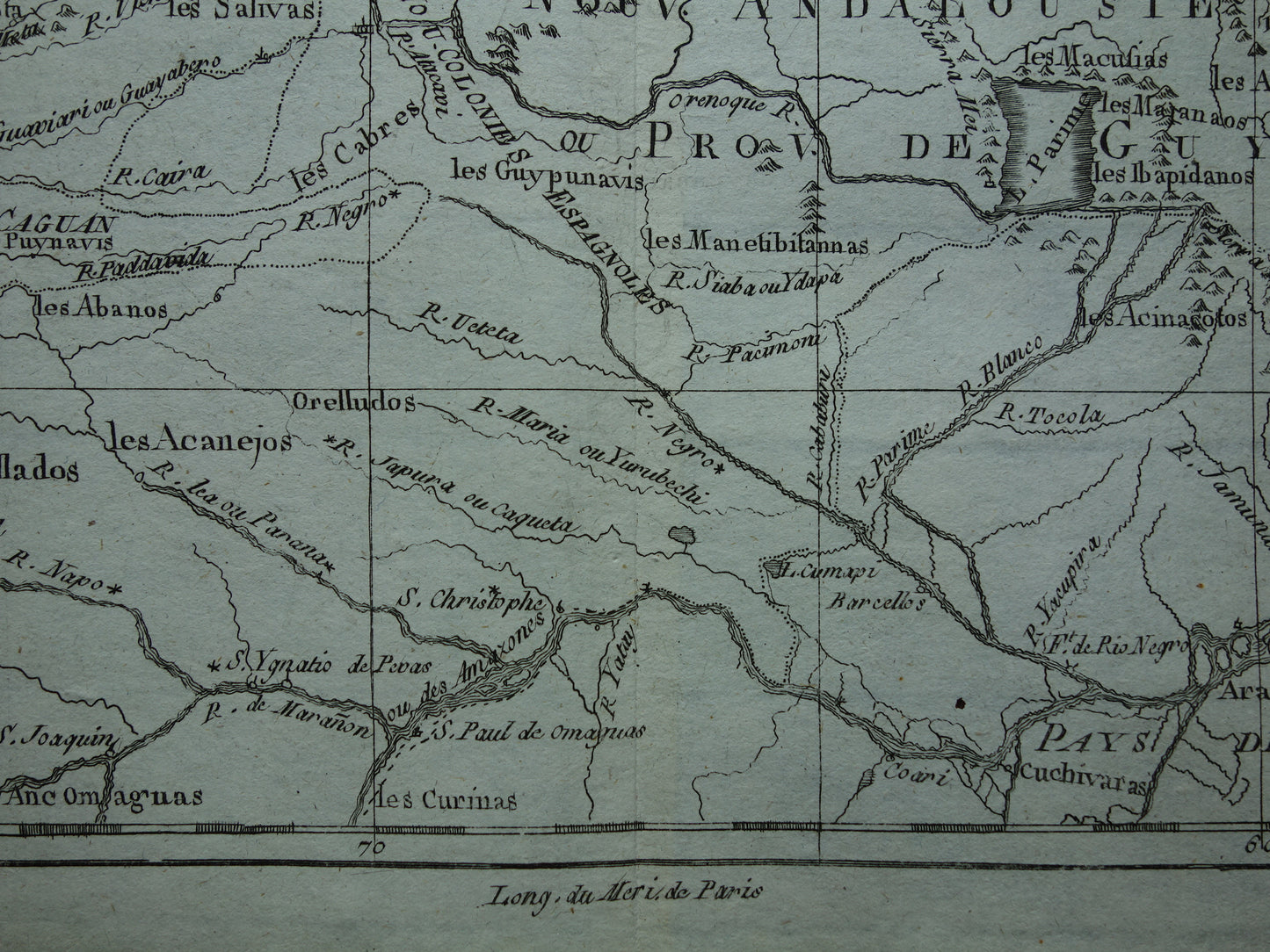 VENEZUELA Old map of northern South America with Suriname Original vintage French Bonne map from 1784 Colombia