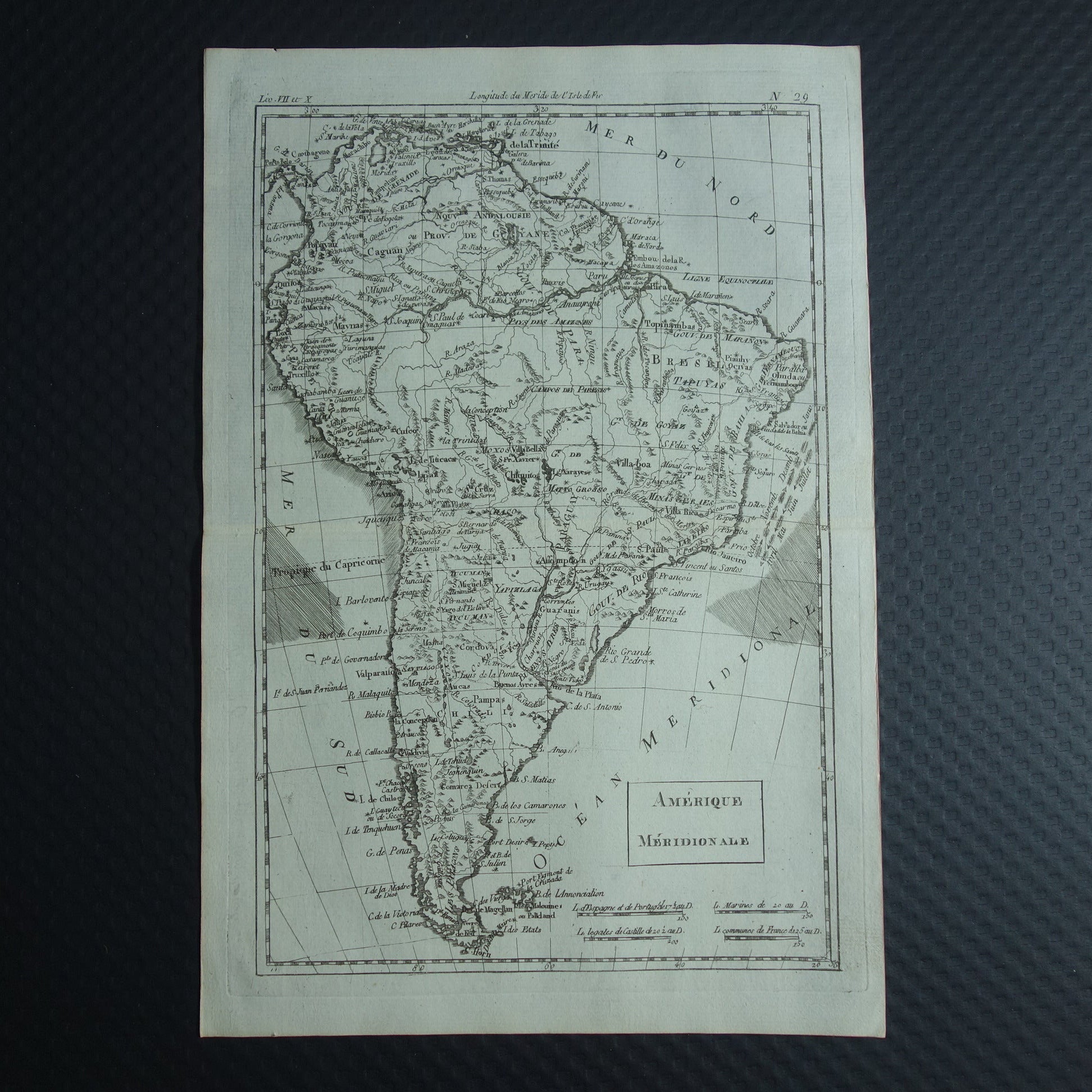 Amerique Meridionale Bonne Raynal map 1784