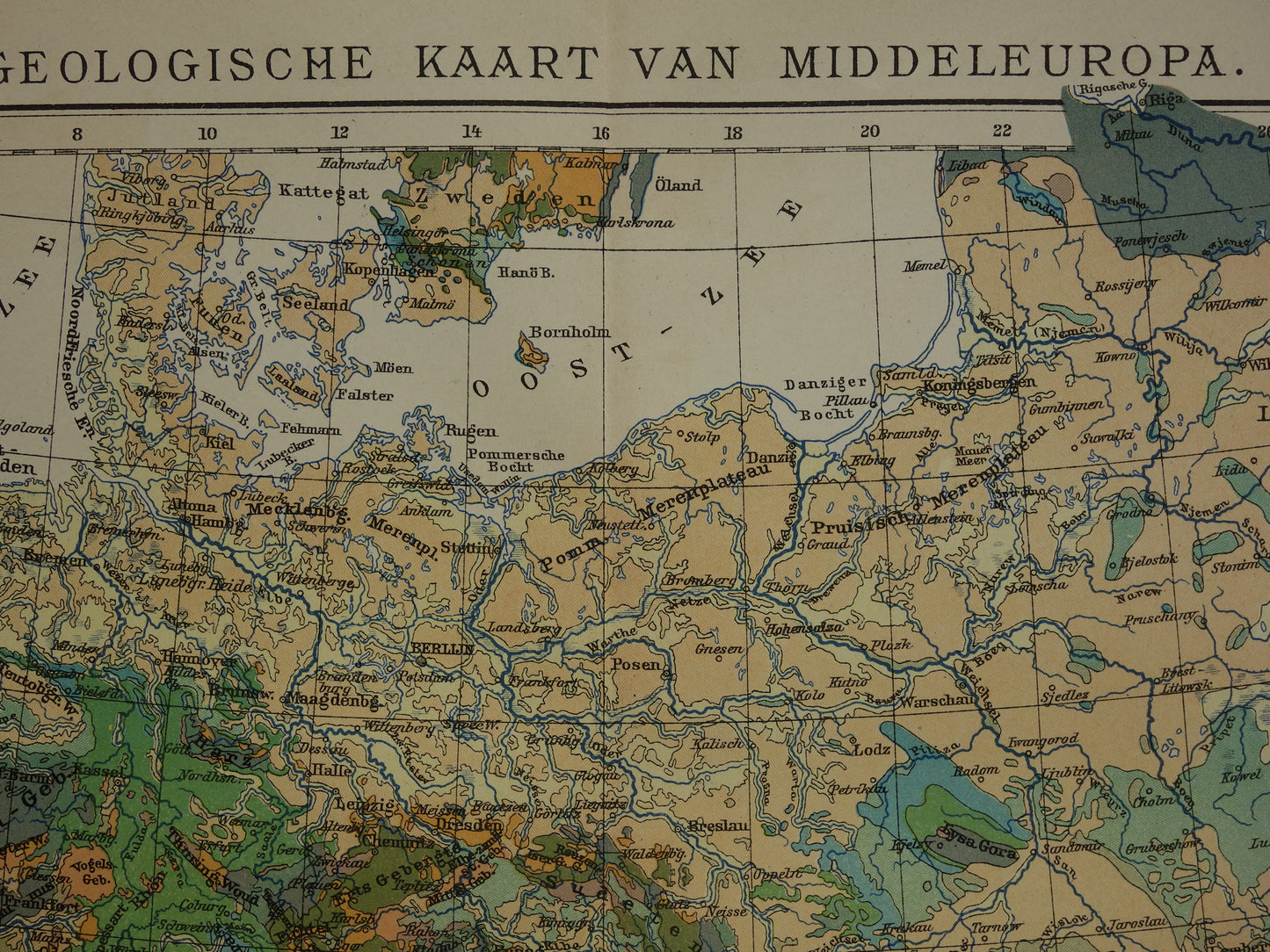 Old geological map of Central Europe Original antique geology map time scale formations vintage maps