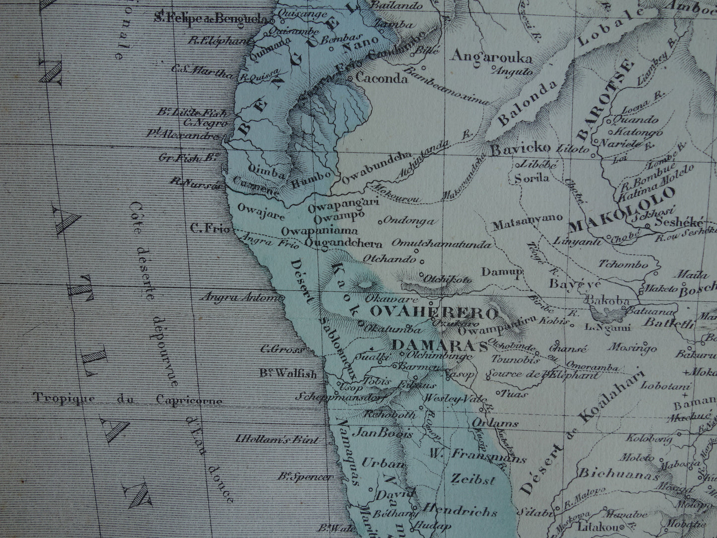 AFRIKA Alte Karte von Südafrika Region der Großen Seen Uniamesi-See 1858 Originale antike Karte