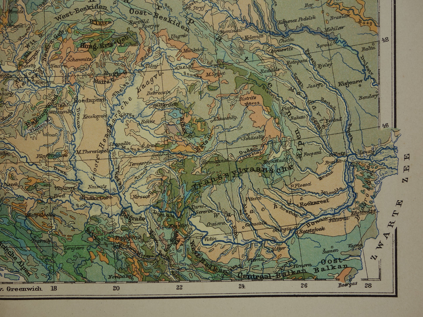 Old geological map of Central Europe Original antique geology map time scale formations vintage maps
