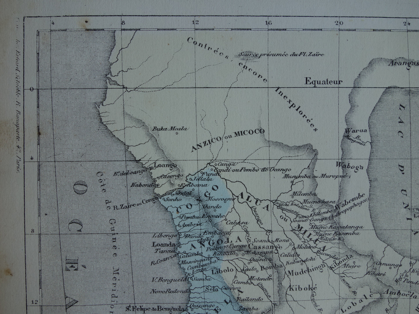 AFRIKA Alte Karte von Südafrika Region der Großen Seen Uniamesi-See 1858 Originale antike Karte