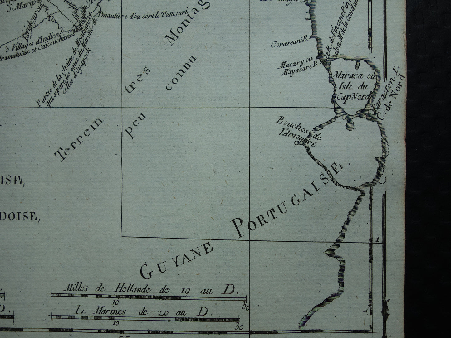 FRENCH GUIANA Old map of French Guiana with Suriname Original vintage French Bonne map from 1784