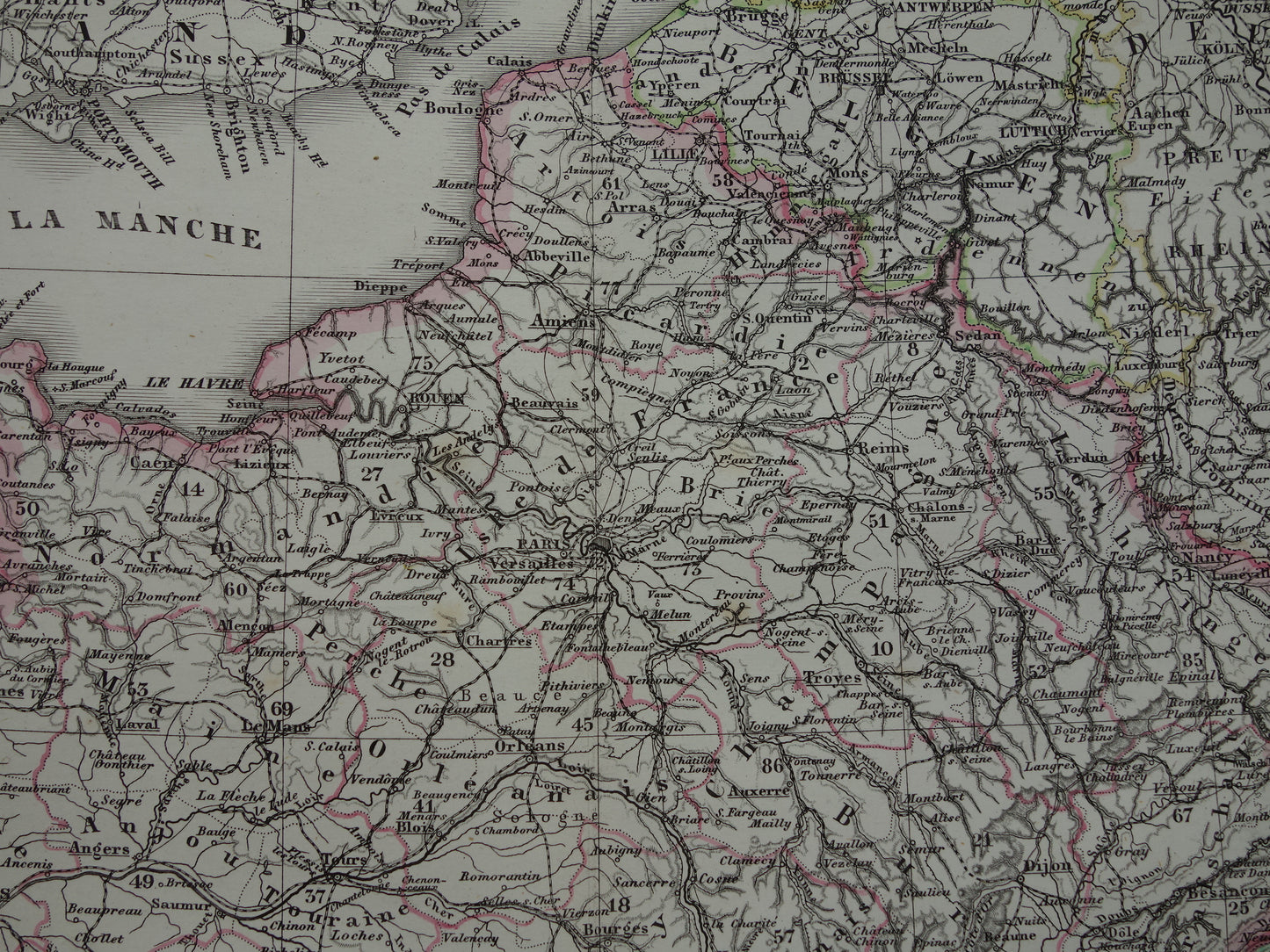 FRANCE old map of France 1877 original antique map/poster with date