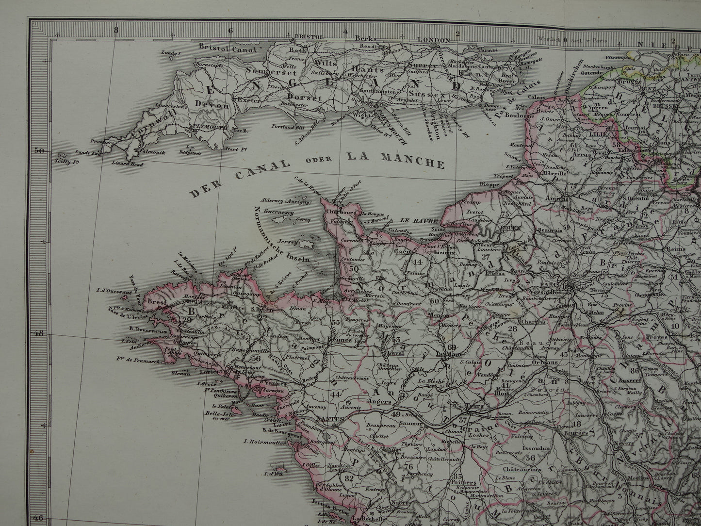 FRANCE old map of France 1877 original antique map/poster with date