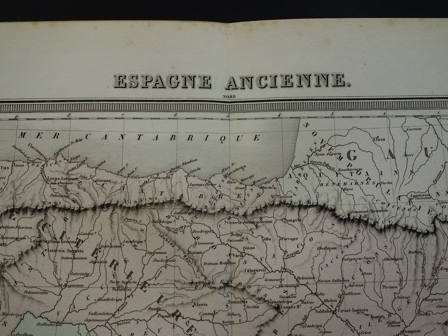 Old map of Spain &amp; Portugal in classical antiquity - antique map from 1858 - history map with Latin names