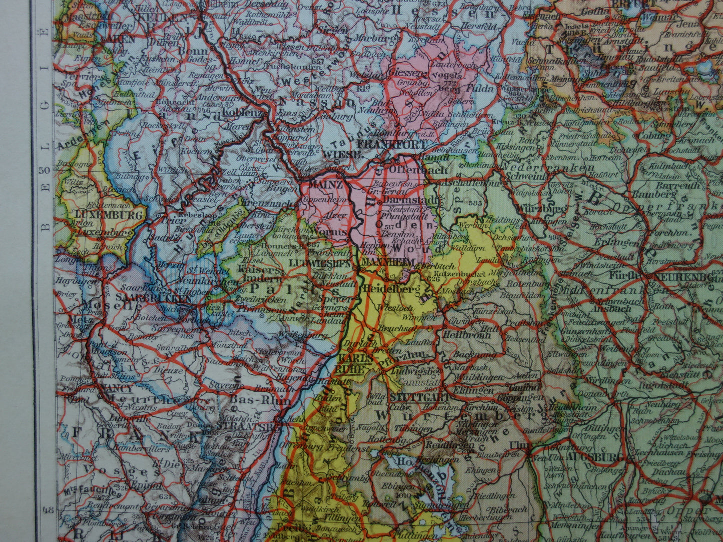 GERMANY old map of Bavaria 1933 original vintage Dutch map of Southern Germany