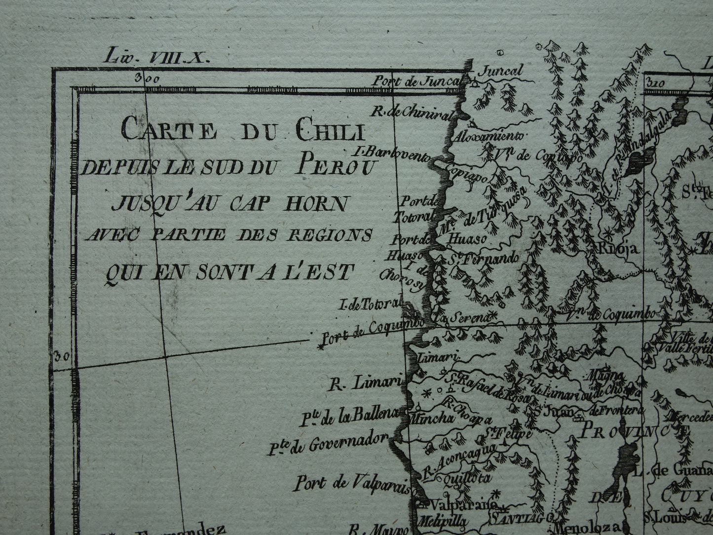 CHILE &amp; ARGENTINA Old map Original vintage French Bonne map from 1784