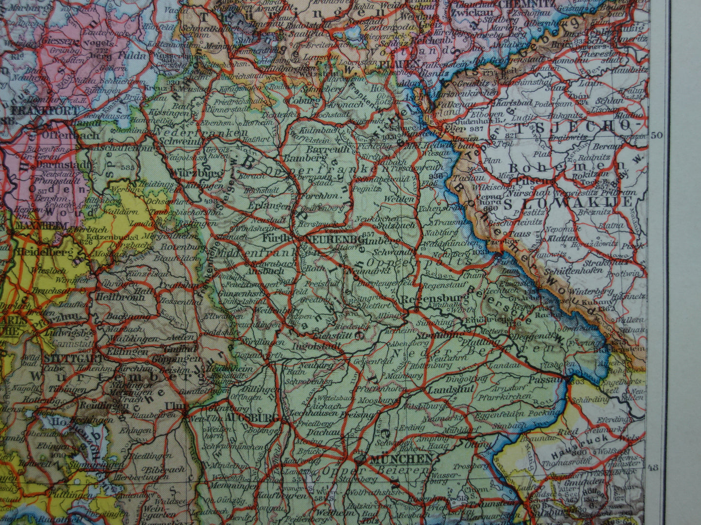 GERMANY old map of Bavaria 1933 original vintage Dutch map of Southern Germany
