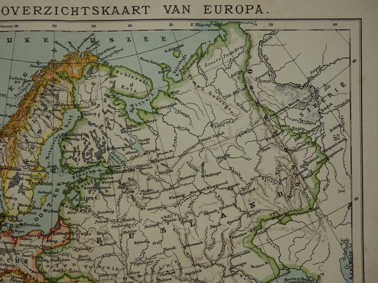 Old map of Europe from 1907 original antique map of the European continent vintage Dutch maps