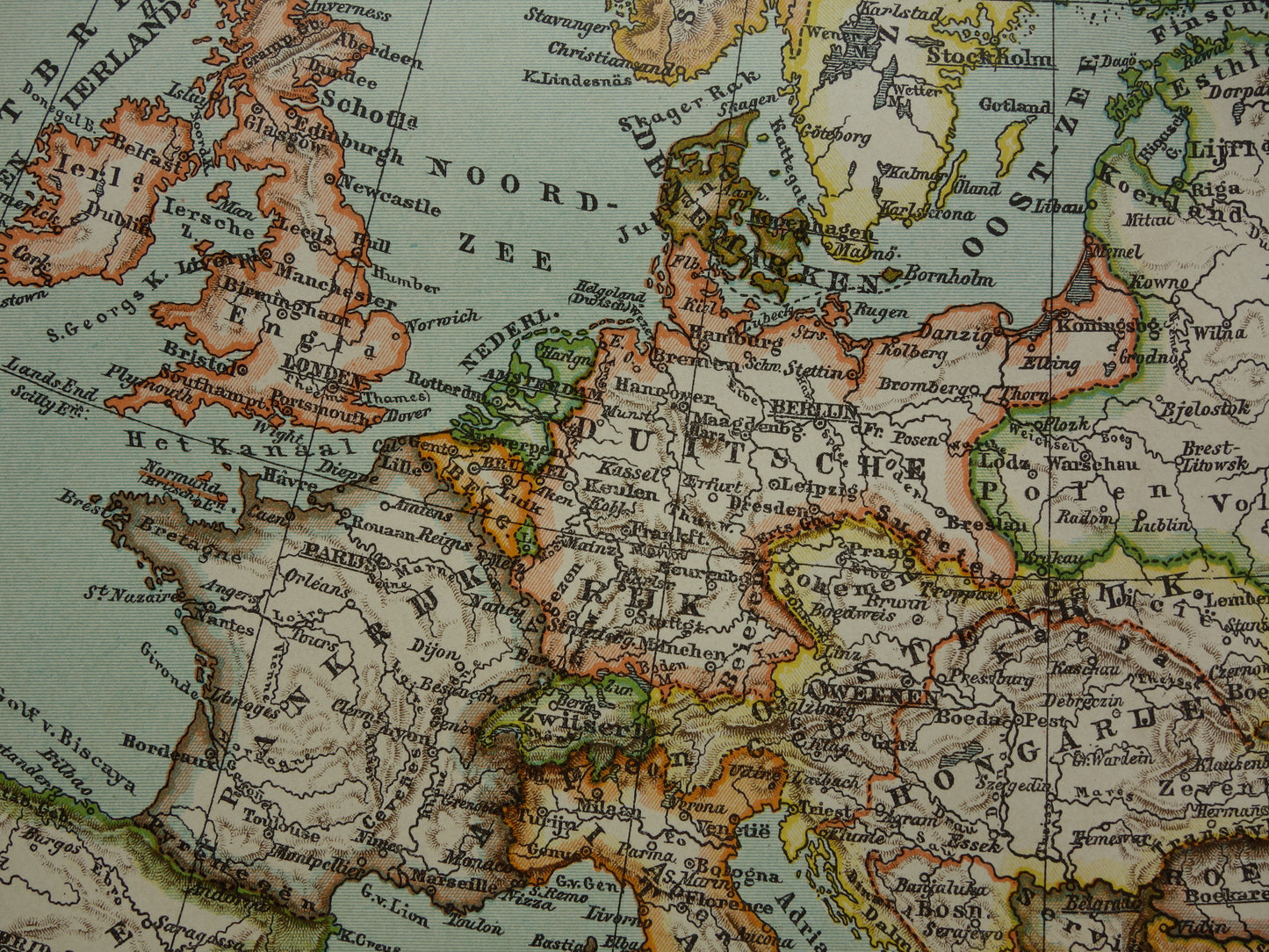 Old map of Europe from 1907 original antique map of the European continent vintage Dutch maps
