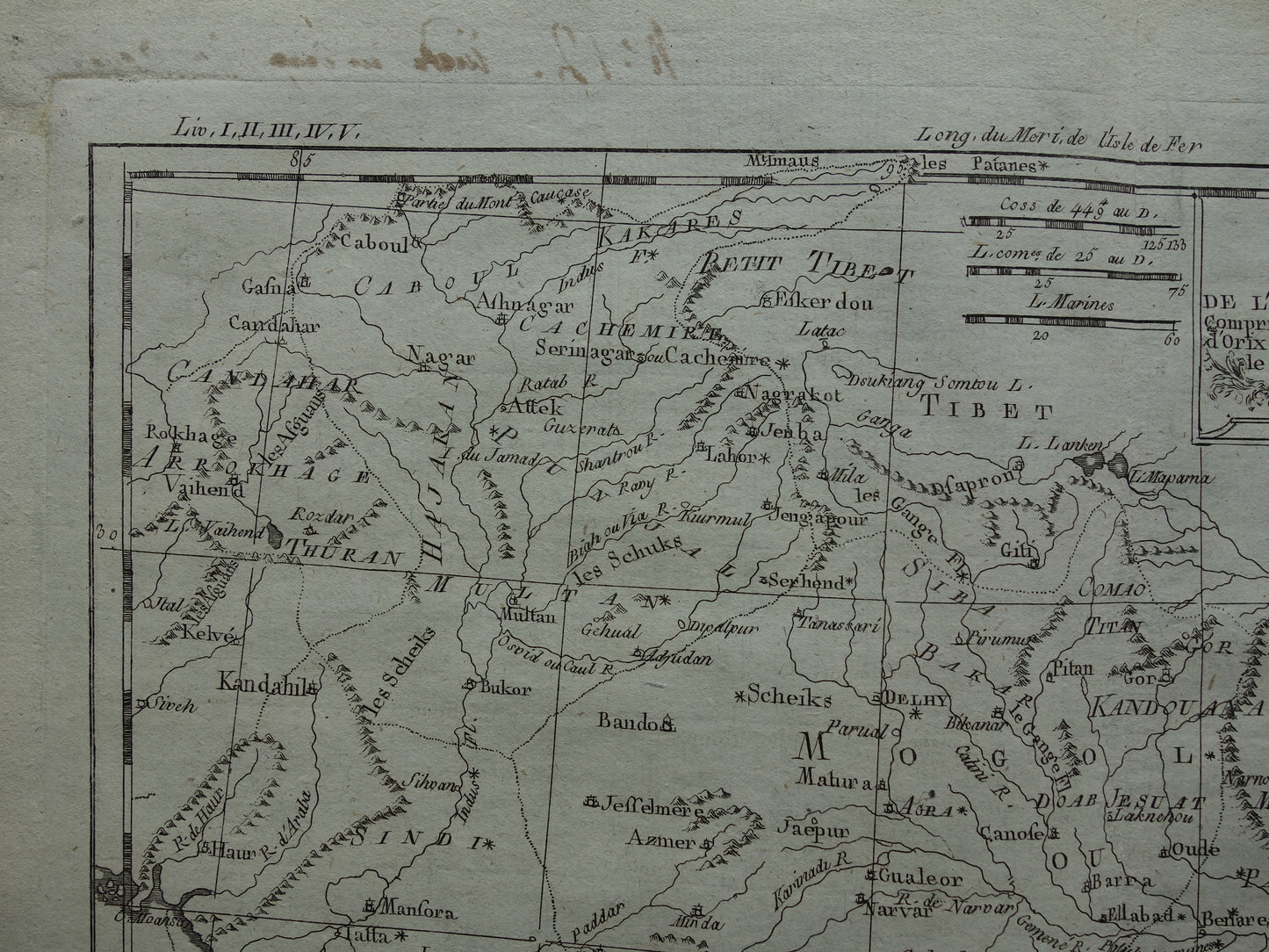 Antike Karte von Nordindien und Nepal aus dem Jahr 1780, originale alte Karte, Vintage-Ganges-Druck