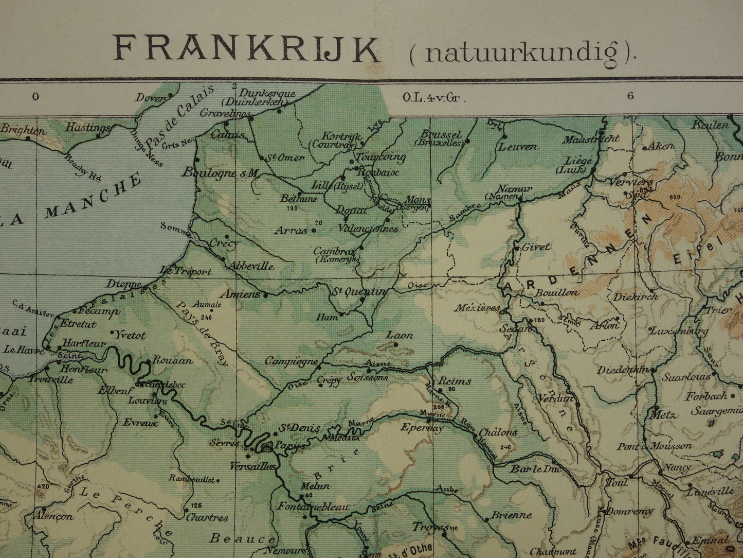 FRANCE old Dutch map of France from 1907 original antique map elevation map