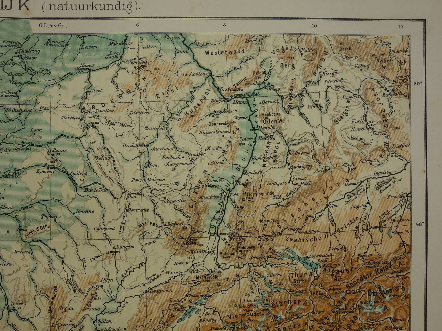 FRANCE old Dutch map of France from 1907 original antique map elevation map