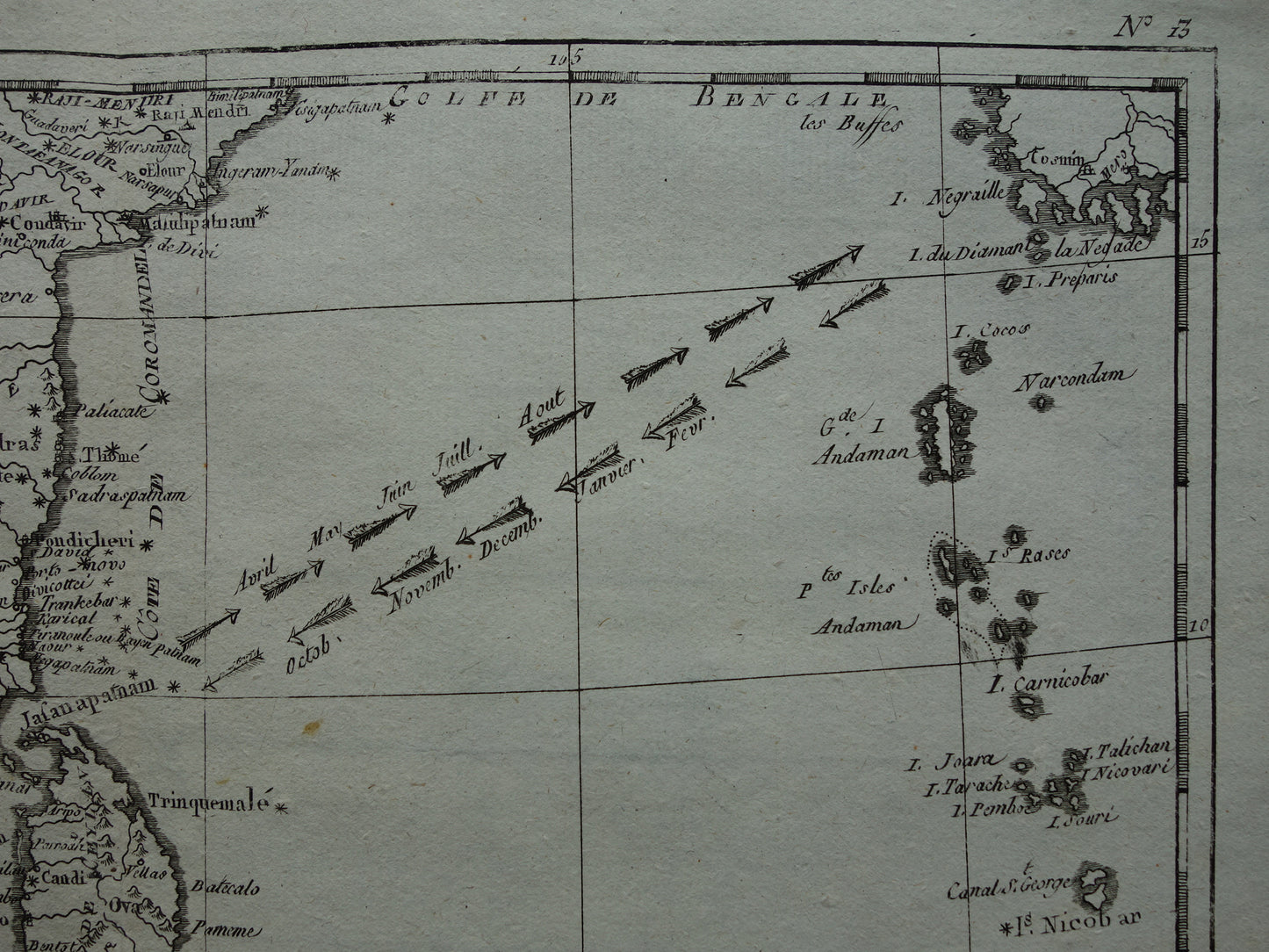 India antique map of South India Maldives Sri Lanka from 1780 original old map vintage print