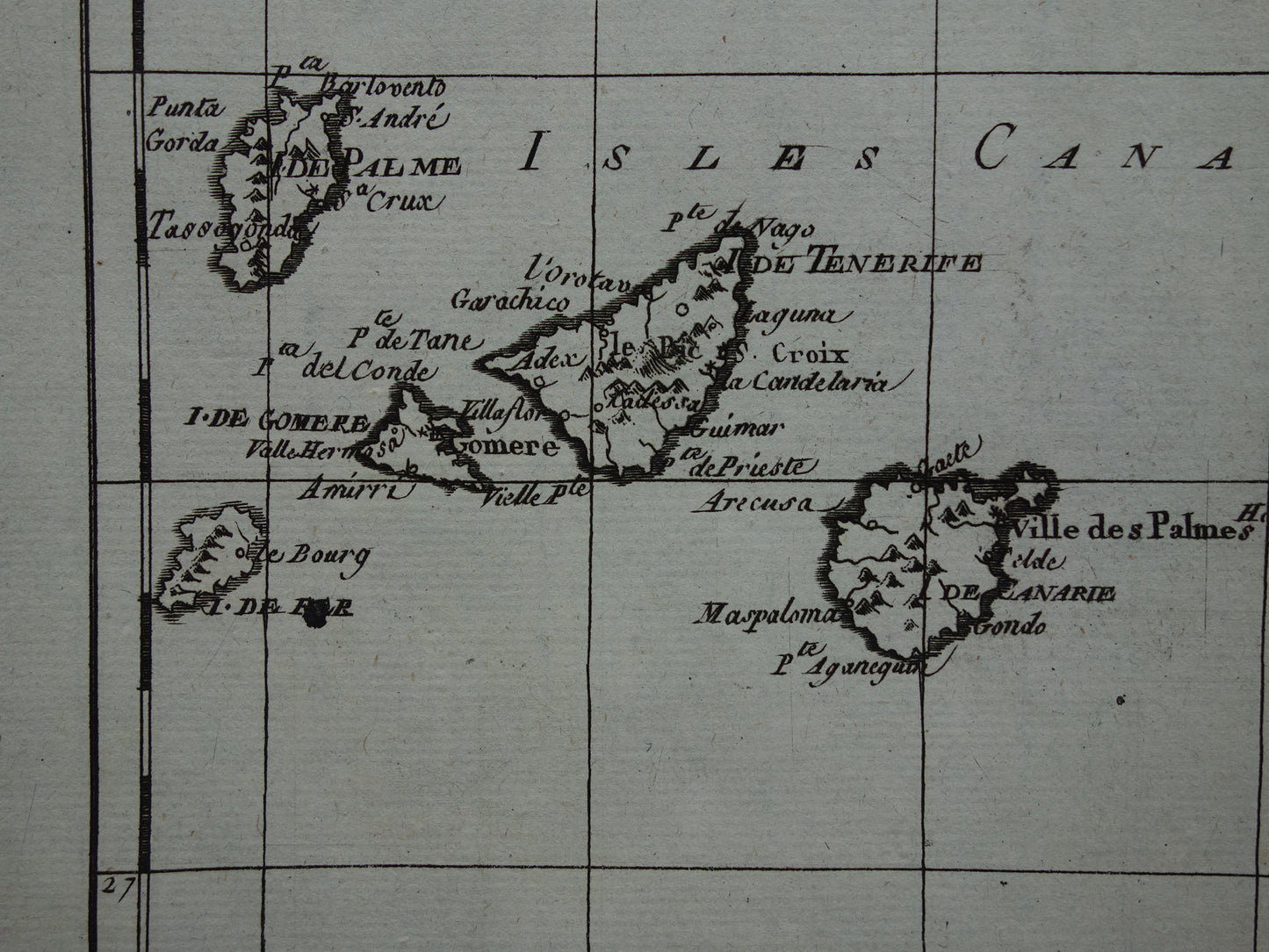 Canary Islands old map Original antique map Madeira Porto Santo vintage print