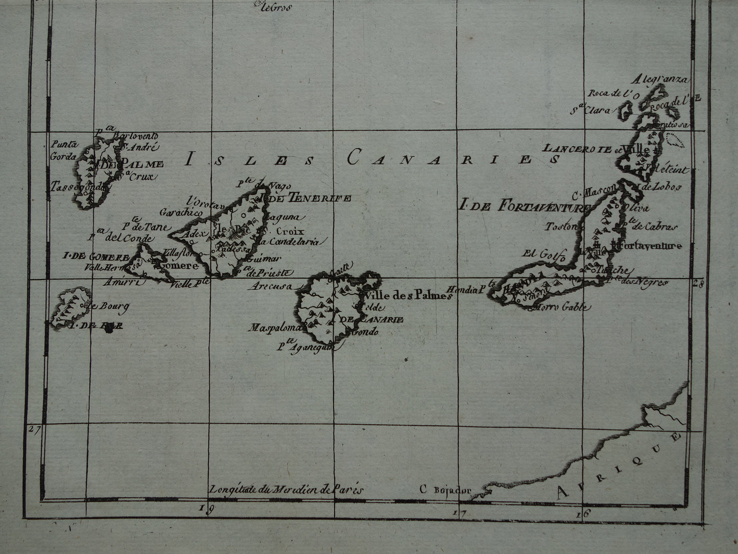 Canary Islands old map Original antique map Madeira Porto Santo vintage print
