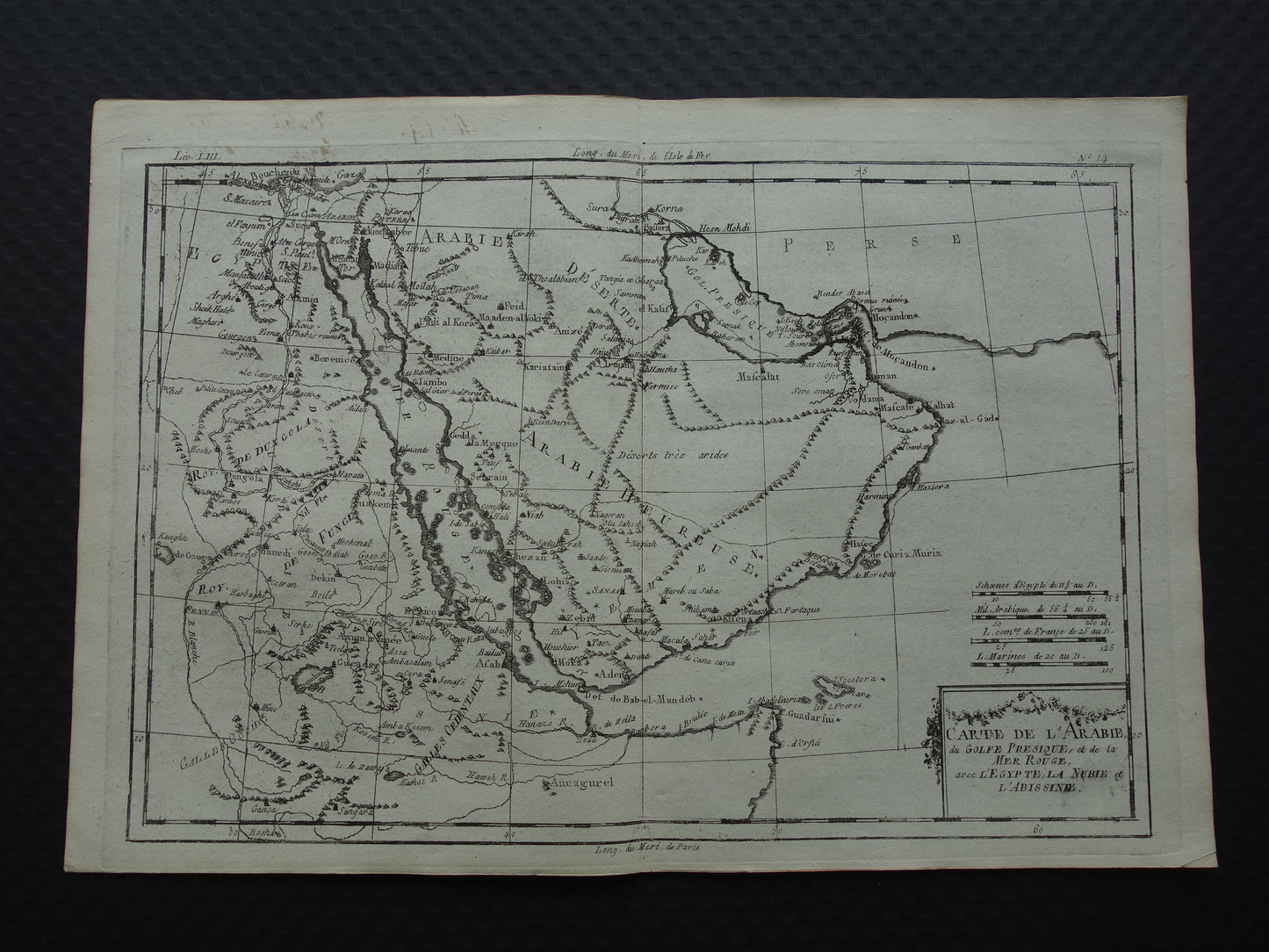 Saudi Arabia antique map of Saudi Arabia Red Sea and Persian Gulf from 1780 original old map