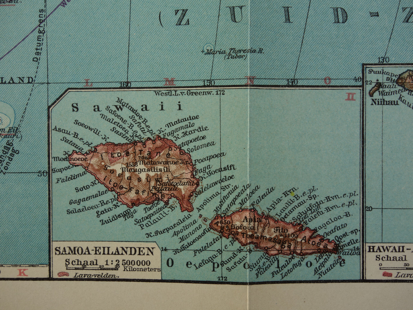 Old Dutch map of Oceania from 1929 original vintage map
