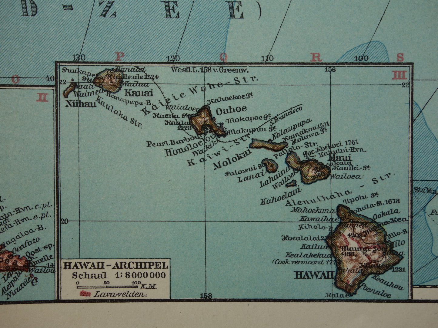 Old Dutch map of Oceania from 1929 original vintage map