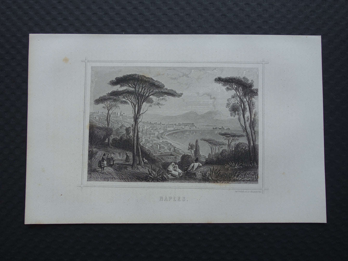 Cityscape of Naples from 1852 antique print Napoli