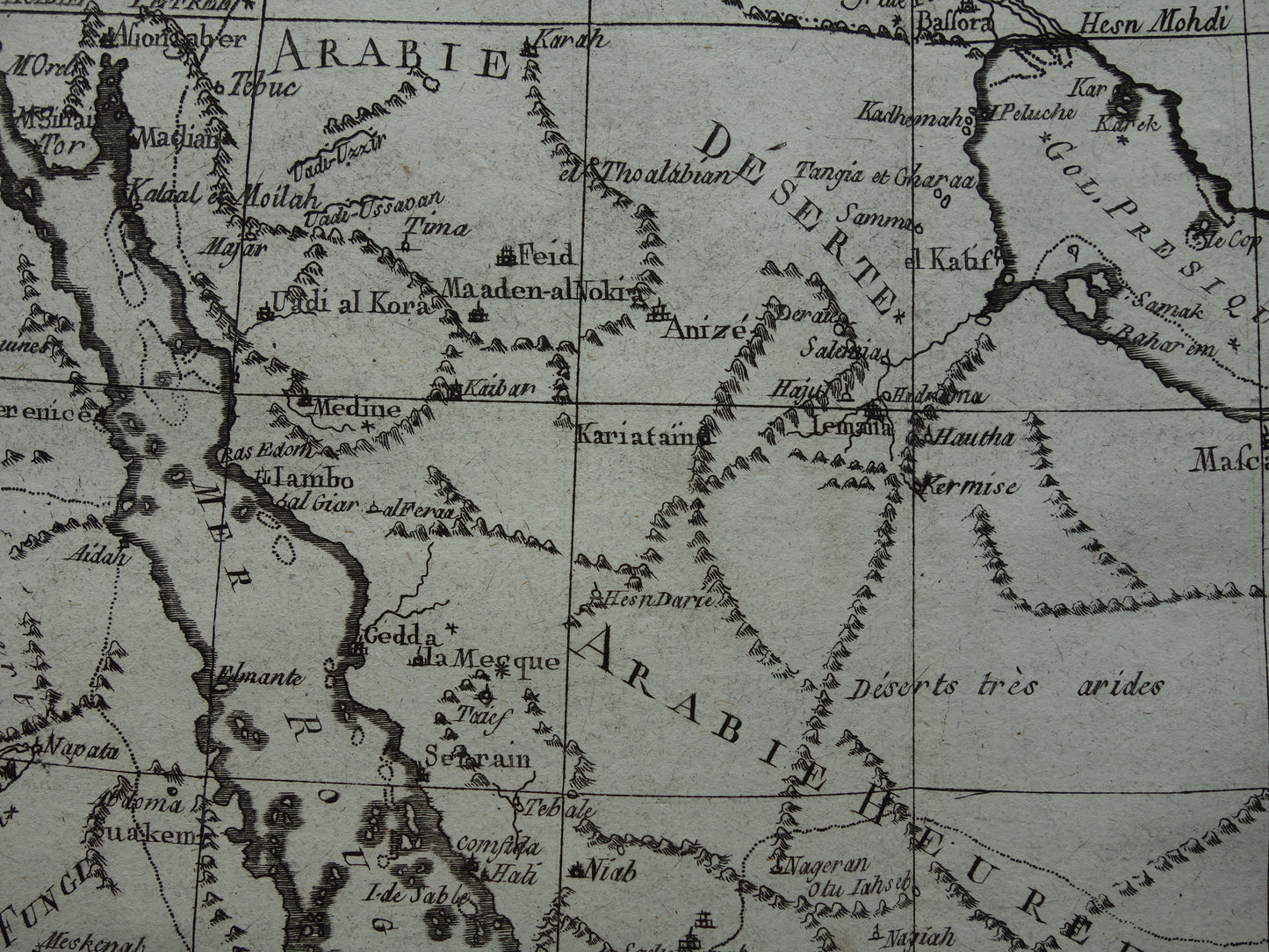 Saudi Arabia antique map of Saudi Arabia Red Sea and Persian Gulf from 1780 original old map