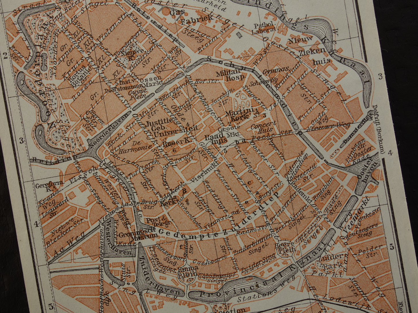 Groningen old map of Groningen City from 1904 small original antique map vintage print