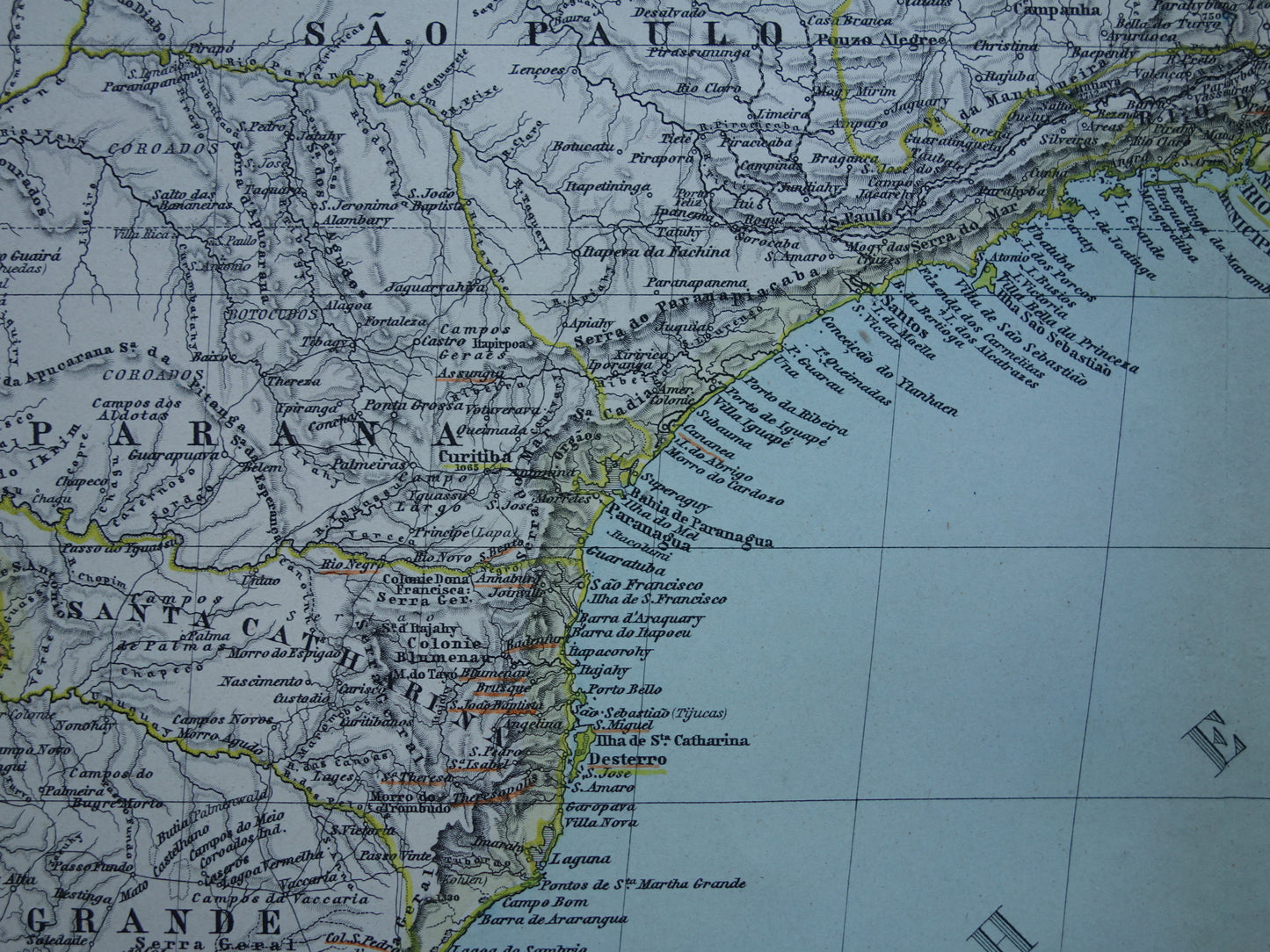 Oude landkaart Brazilië uit 1886 originele antieke kaart - Duitse kaarten met jaartal
