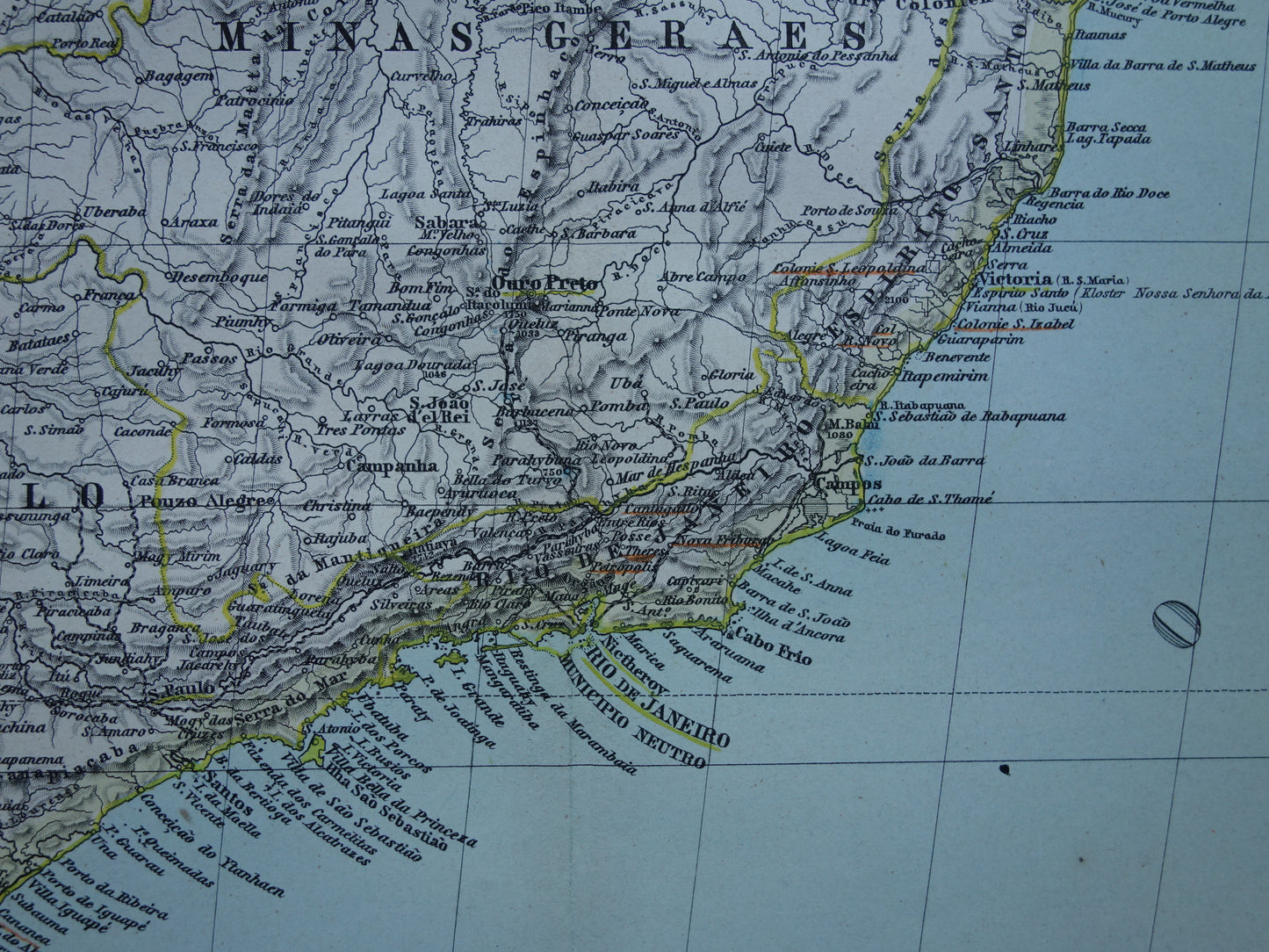 Oude landkaart Brazilië uit 1886 originele antieke kaart - Duitse kaarten met jaartal