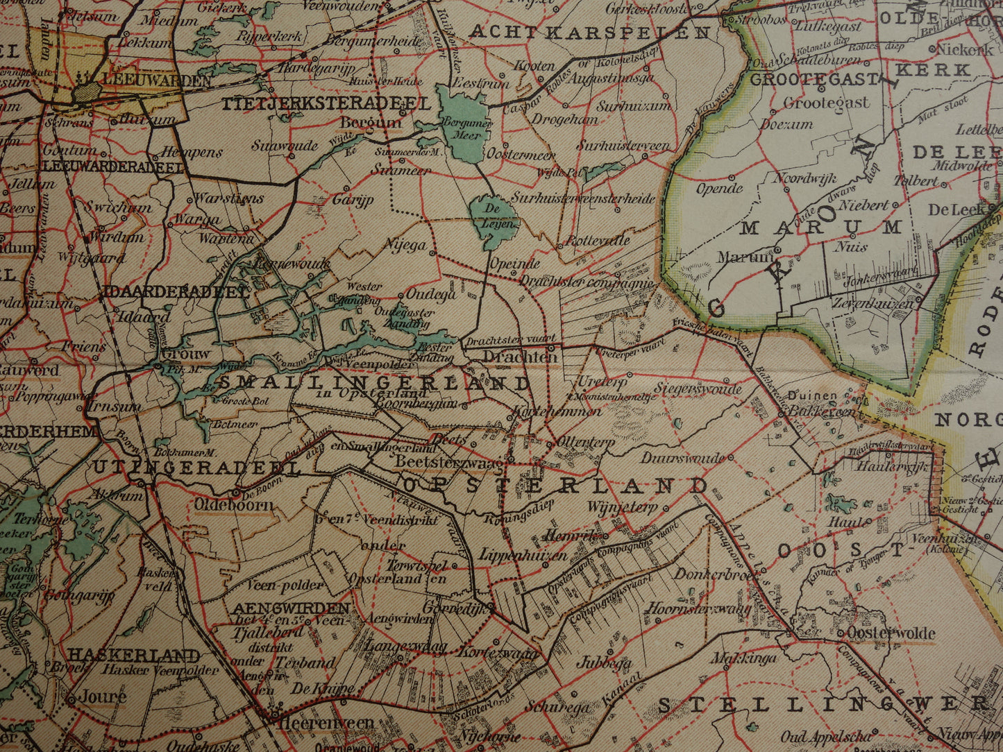 FRIESLAND Old map of the province of Friesland from 1907 original vintage historical map
