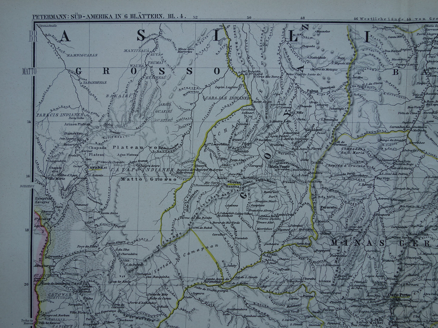 Oude landkaart Brazilië uit 1886 originele antieke kaart - Duitse kaarten met jaartal