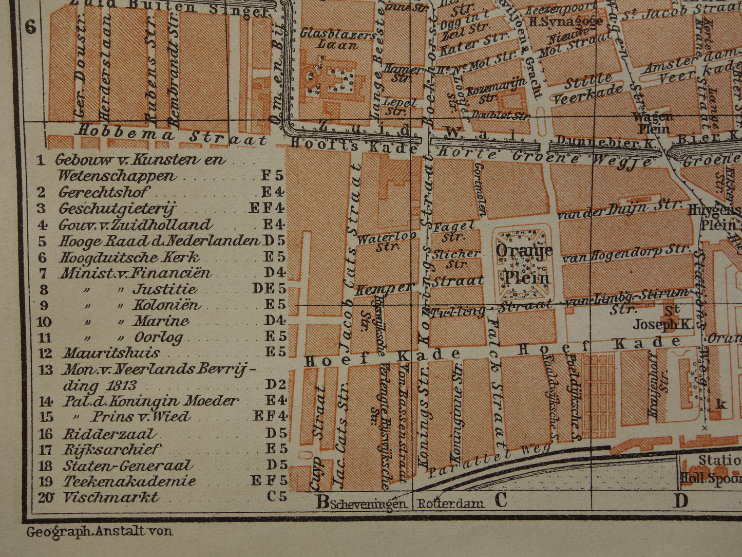 THE HAGUE old map of The Hague from 1904 small original antique map vintage map