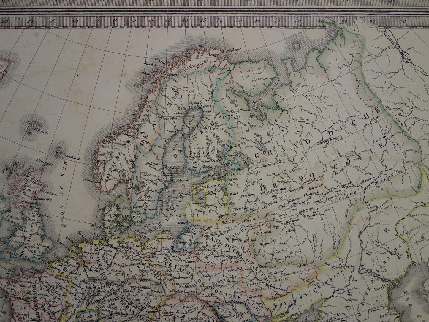 Antique map of Europe at the time of Charlemagne in the year 800 and Emperor Charles V in the year 1500 - original old map from 1851