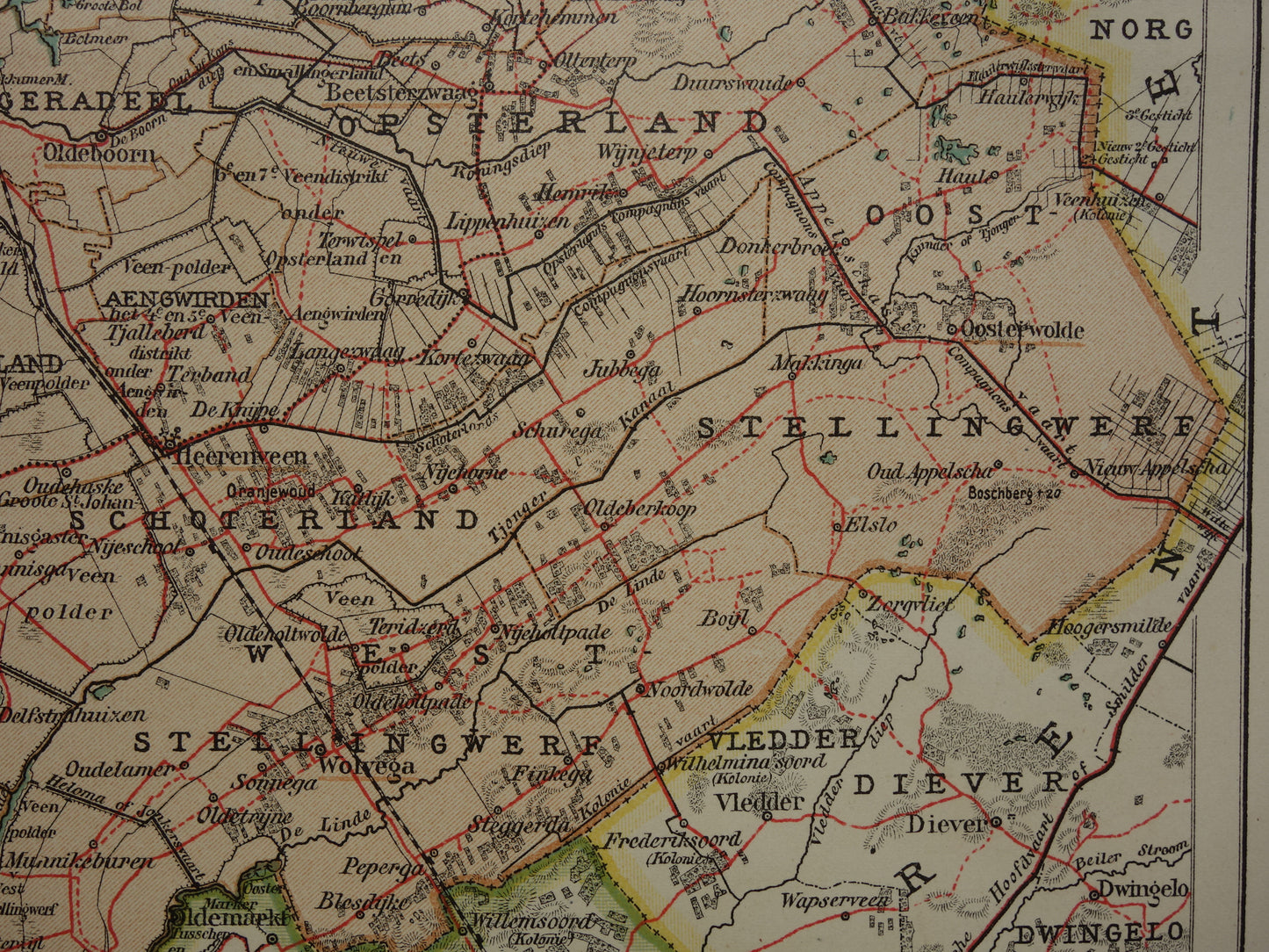 FRIESLAND Old map of the province of Friesland from 1907 original vintage historical map