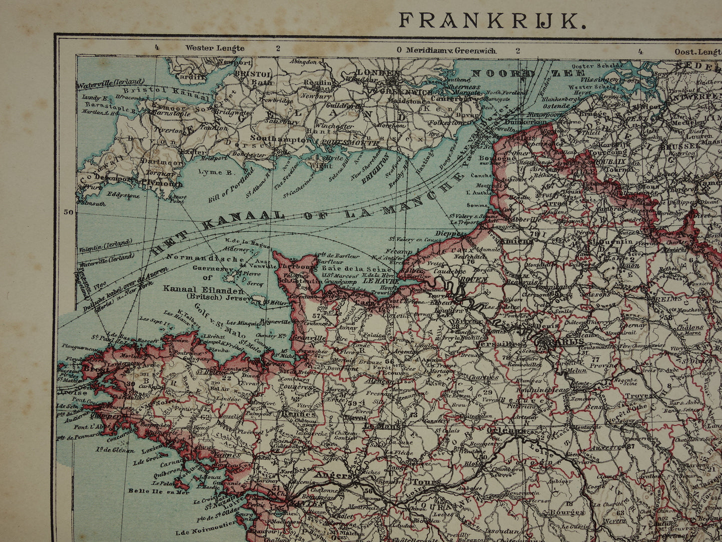 FRANCE Old Dutch map of France from 1907 original antique map
