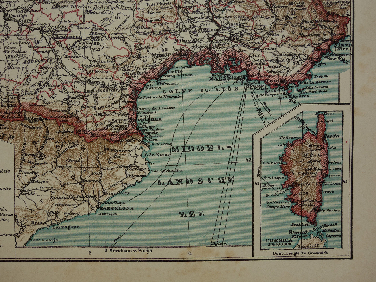 FRANCE Old Dutch map of France from 1907 original antique map