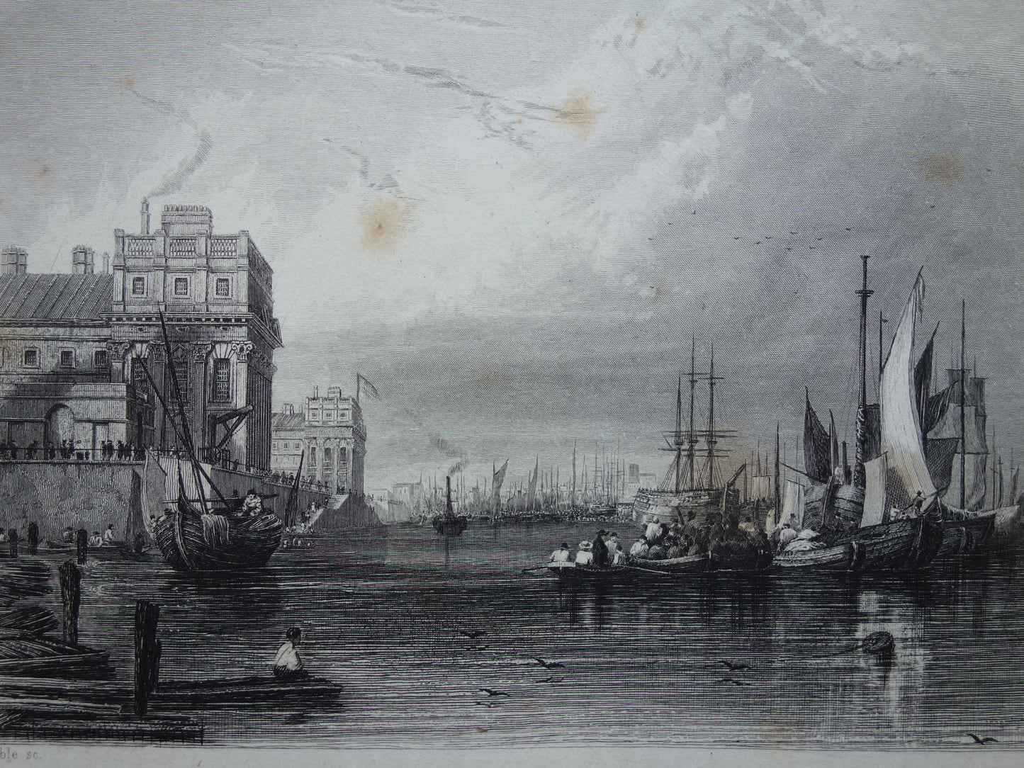 Cityscape of London from 1852 antique print London panorama