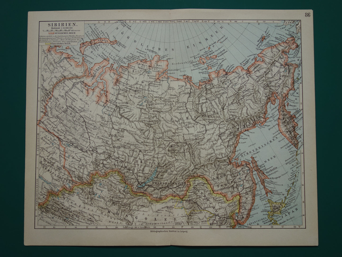 SIBERIA old map of Siberia antique map from 1905 Asian Russia German vintage maps