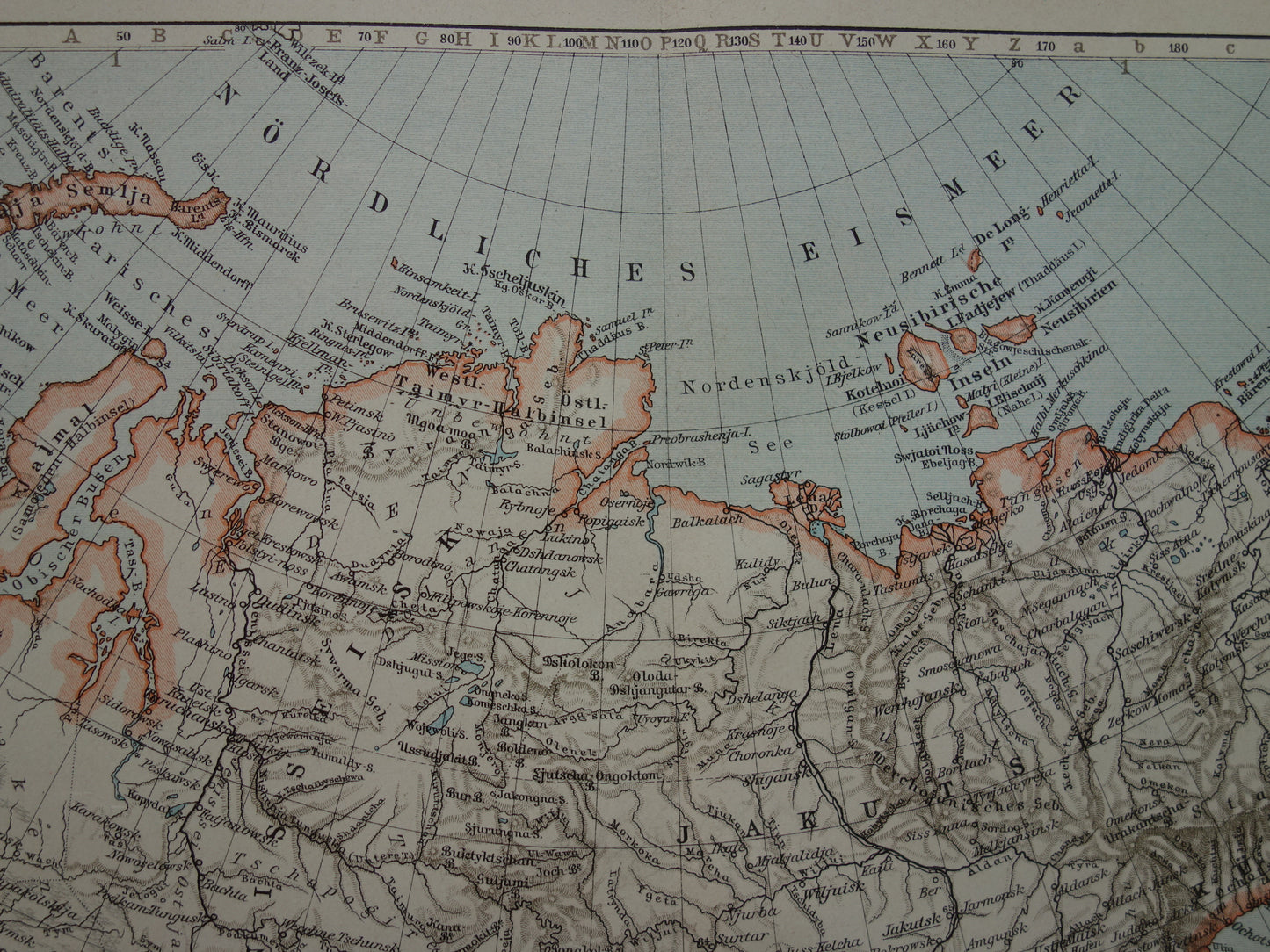SIBERIA old map of Siberia antique map from 1905 Asian Russia German vintage maps