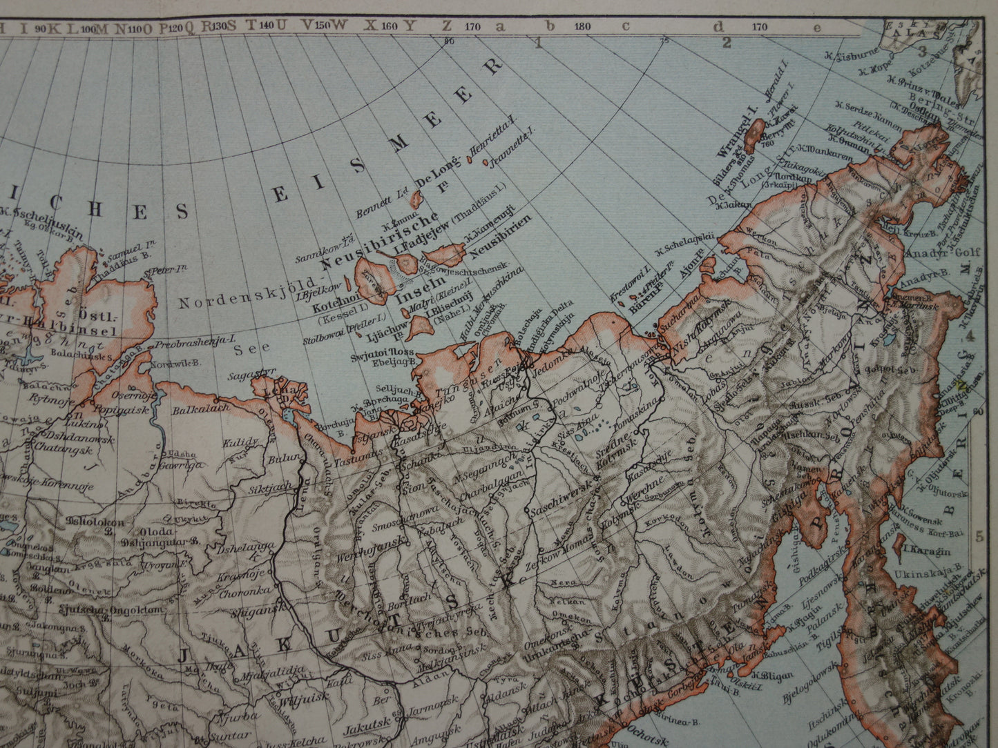 SIBERIA old map of Siberia antique map from 1905 Asian Russia German vintage maps