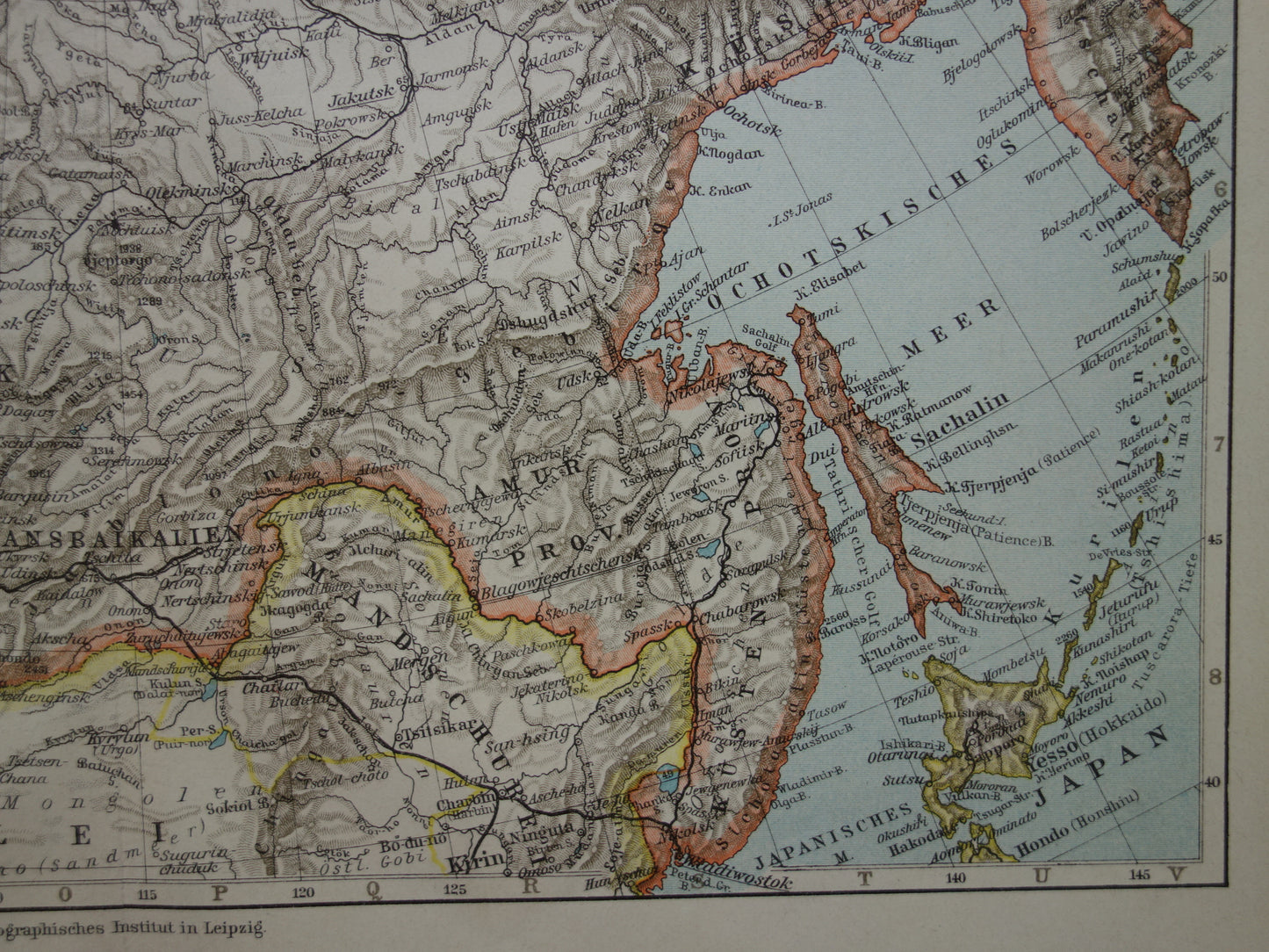 SIBERIA old map of Siberia antique map from 1905 Asian Russia German vintage maps