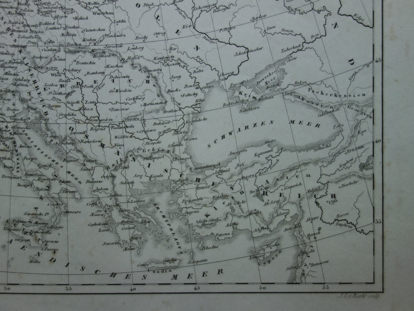 Old map of Europe in 1789 at the start of the French Revolution Original antique map black and white history map
