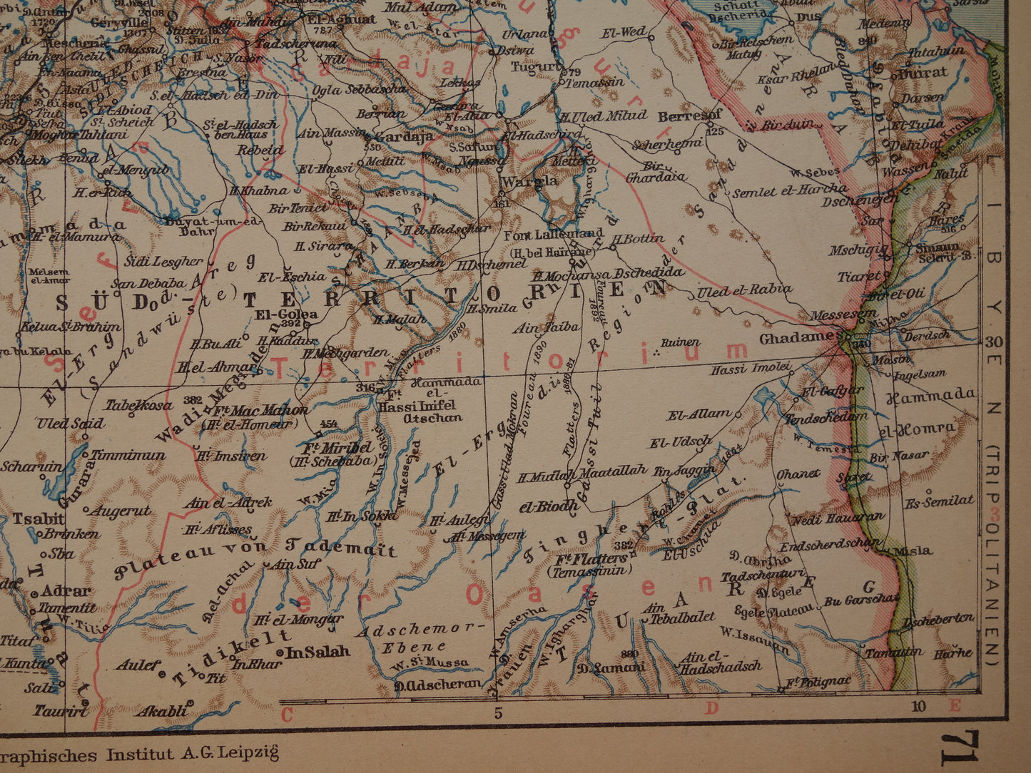Oude kaart Marokko Algerije Tunesië uit 1931 kleine vintage landkaart