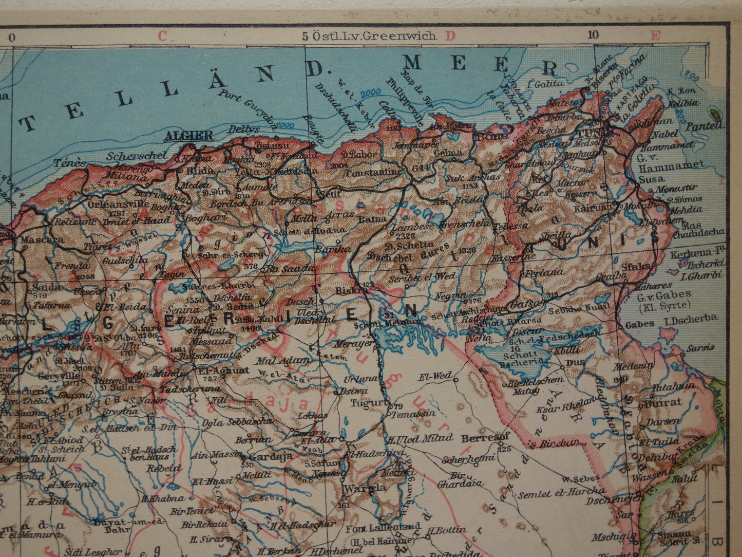 Oude kaart Marokko Algerije Tunesië uit 1931 kleine vintage landkaart