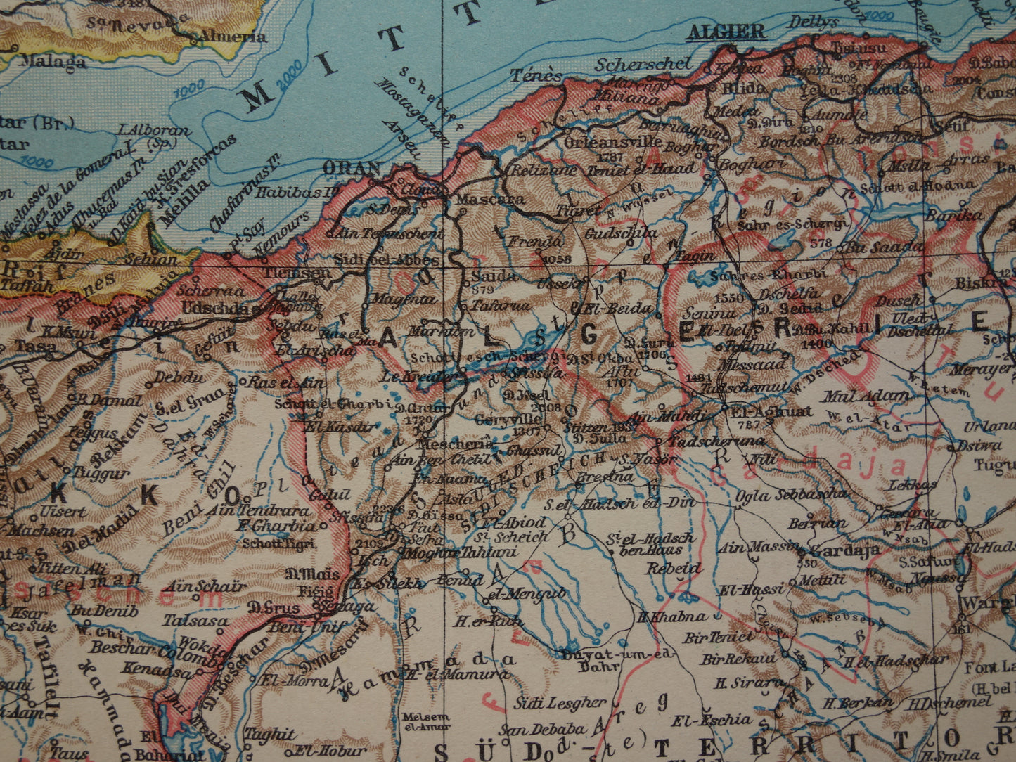 Oude kaart Marokko Algerije Tunesië uit 1931 kleine vintage landkaart