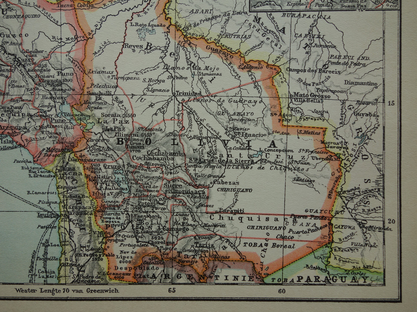 Old map Venezuela Colombia Ecuador Peru and Bolivia historical country map Galapagos vintage Dutch maps