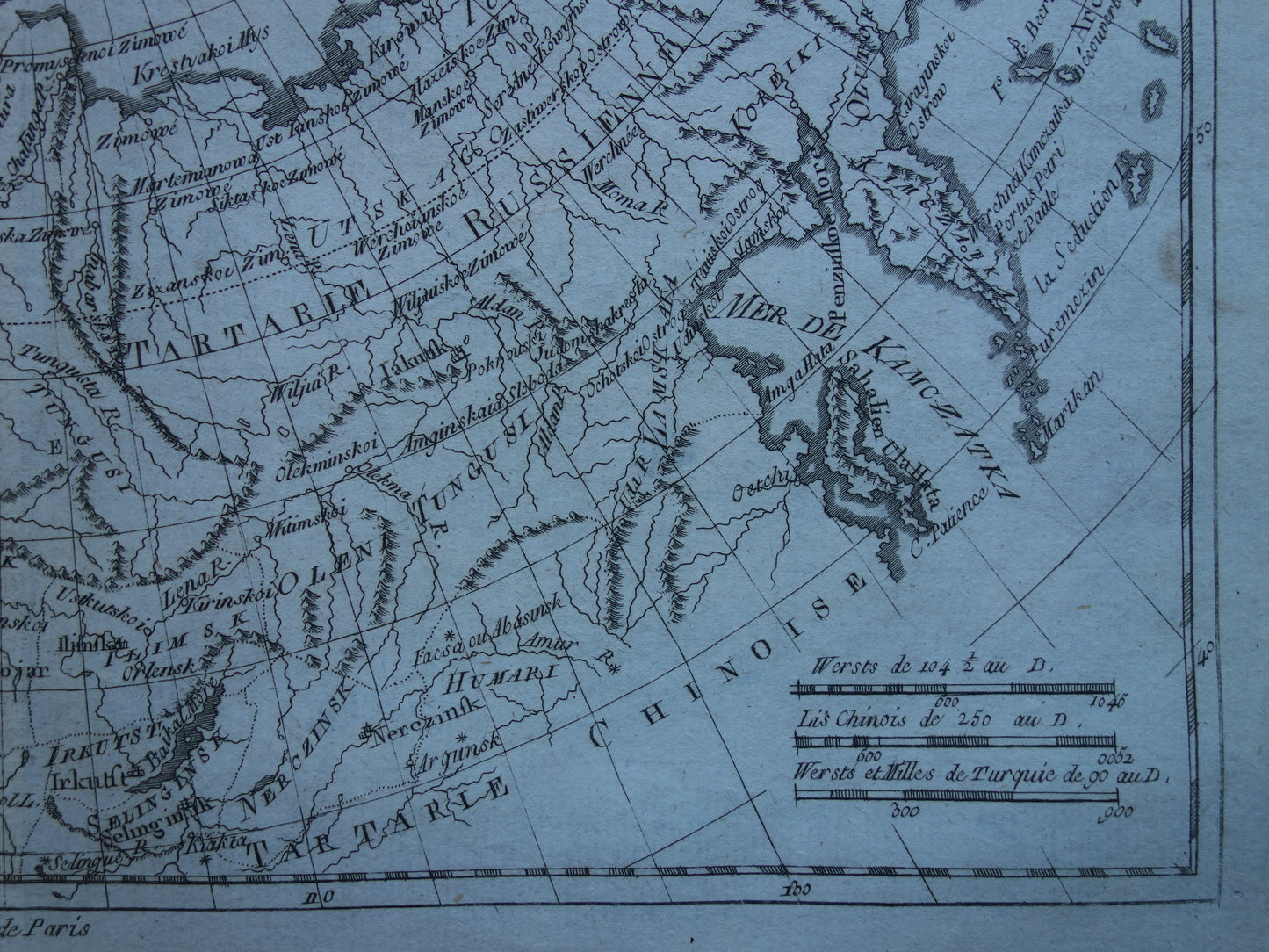 RUSSIA old map Russian Empire 1784 Original antique map Siberia vintage historical print